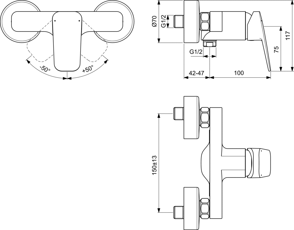 Смесител за душ Ideal Standard CERAPLAN