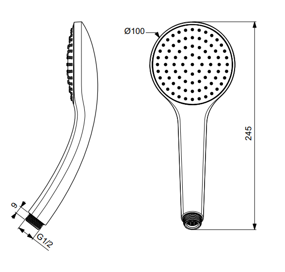 Еднофункционален ръчен душ IdealRain Soft M1 100 mm