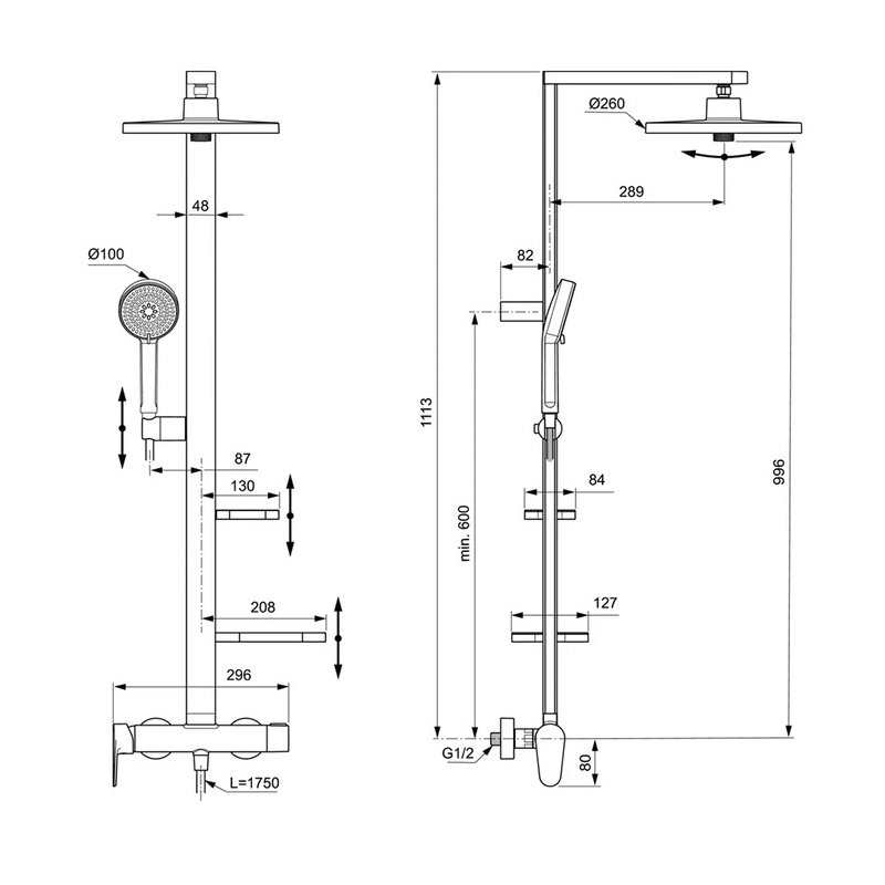 Душ система Ideal Standard Ceratherm ALU+ със смесител за душ BD584RO