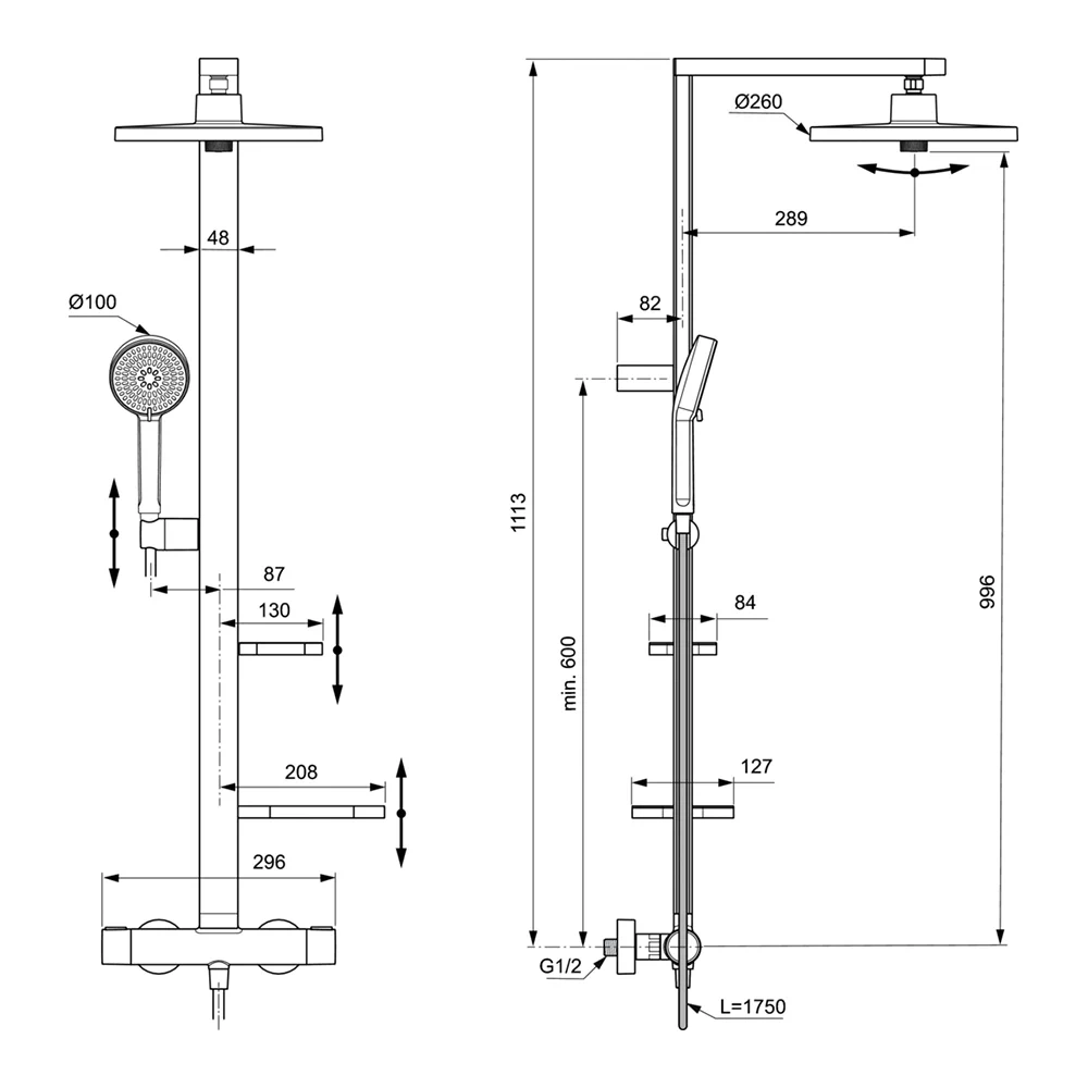Душ система Ideal Standard Ceratherm ALU+ с термостатен смесител за душ BD583RO