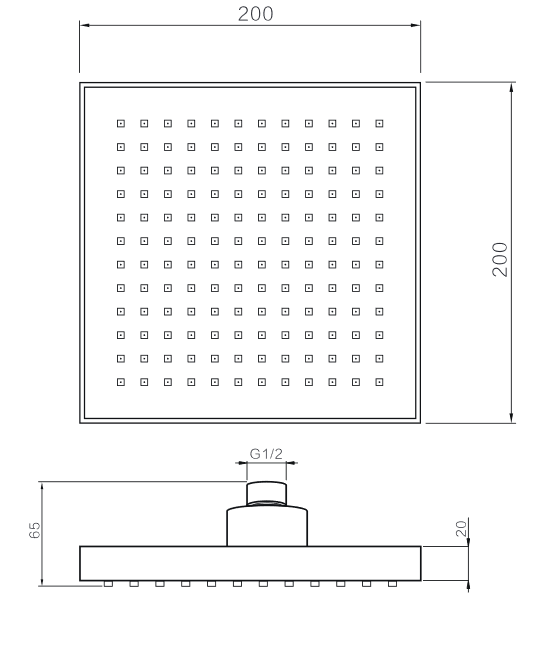 Душ глава  Gia-Q 1 функция 200х200 mm I.S.A.