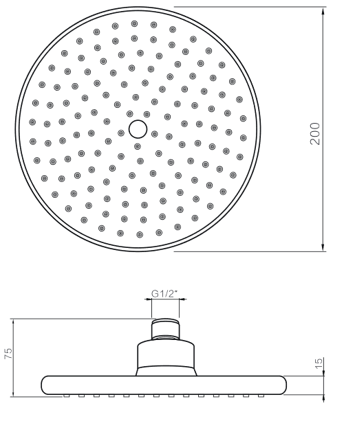 Душ глава  Gia 1 функция Ø 200 mm I.S.A.