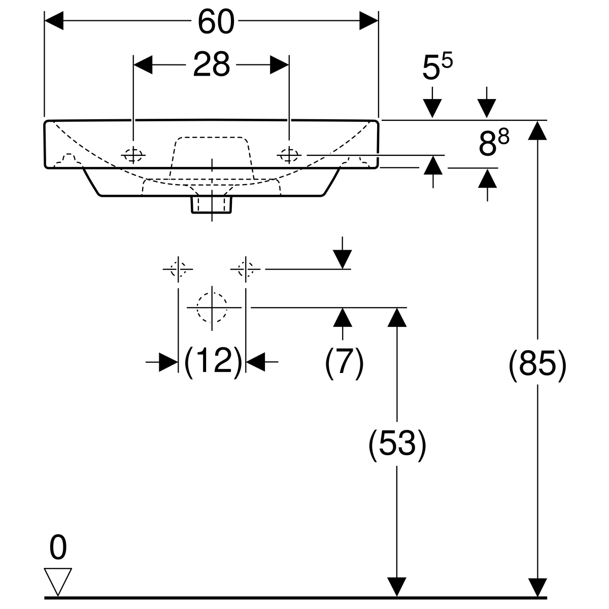Мивка 60 см Smyle Square GEBERIT