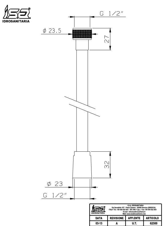 Шлаух 1500  mm I.S.A Idrosanitaria