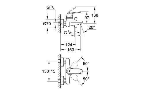 Смесител за вана/душ Grohe Eurosmart Cosmopolitan