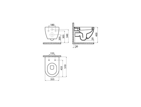 Окачена тоалетна чиния Free CREAVIT с вградено биде и ултратънък капак soft close