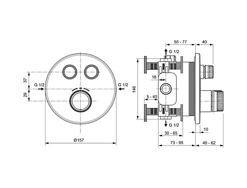 Термостатен смесител за вграждане за вана/душ Ceratherm Navigo Ideal Standard