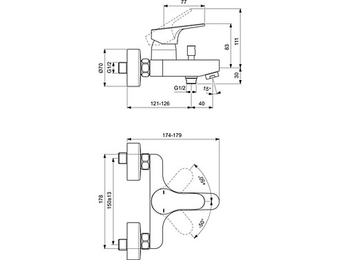 Смесител за вана/душ CERABASE Ideal Standard