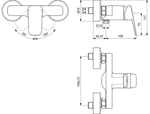 Смесител за душ Ideal Standard CERAPLAN