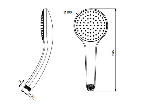 Еднофункционален ръчен душ IdealRain Soft M1 100 mm