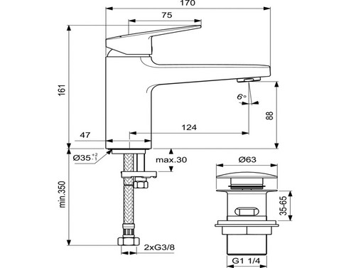 Смесител стоящ за мивка Ideal Standard CERAPLAN H90