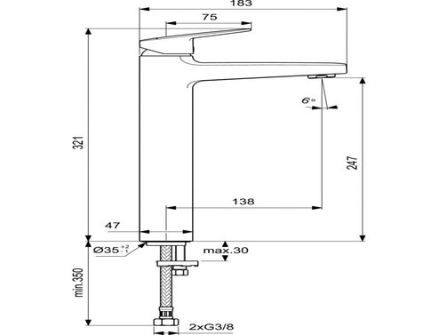 Смесител стоящ за мивка Ideal Standard CERAPLAN H250