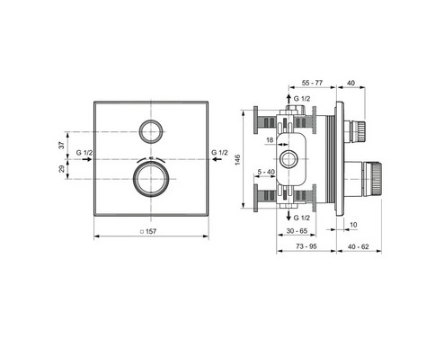 Термостатен смесител за вграждане за душ Ceratherm Navigo Ideal Standard