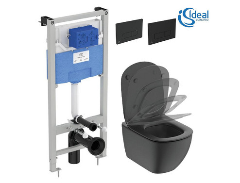 Комплект структура за вграждане ProSys120P, конзолна тоалетна чиния Tesi и ултратънка тоалетна седалка soft close Ideal Standard