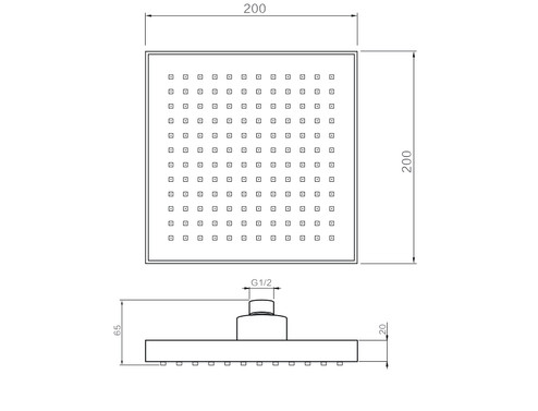 Душ глава  Gia-Q 1 функция 200х200 mm I.S.A.