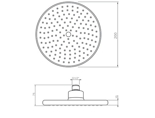 Душ глава  Gia 1 функция Ø 200 mm I.S.A.